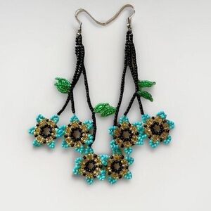 Boho Western Shoulder Dusters 4 Inch Sunflower Dangle Earrings